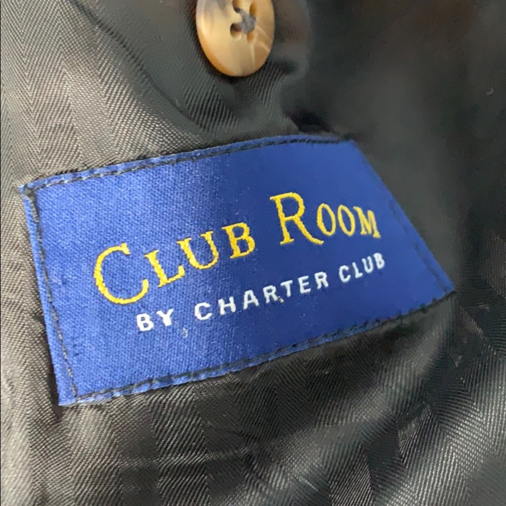 Club room wool black pin stripe suit jacket 42L - Picture 5 of 9